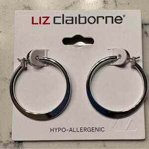 Liz Claiborne Flat bottom Silver Hoops